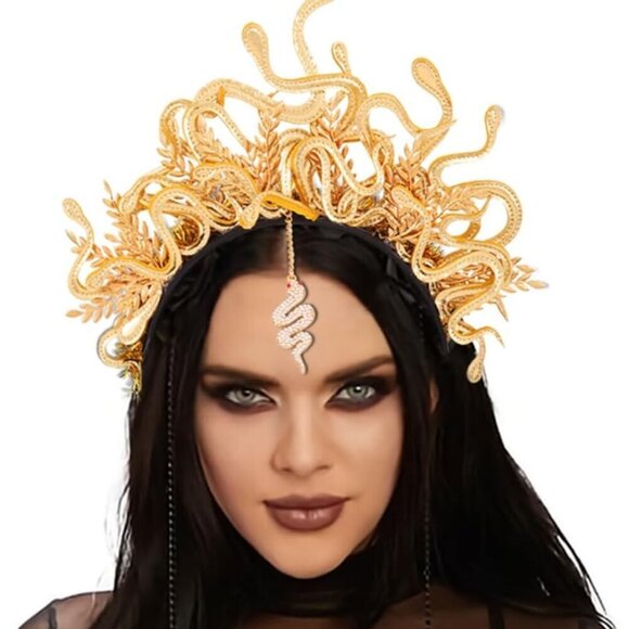 Medusa Snake Headband Gold Halloween Costume Accessory Greek Goddess main image 5